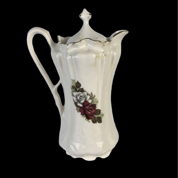 1900’s Nippon Japan chocolate Pot w/red Roses, lid - Picture 2 of 12